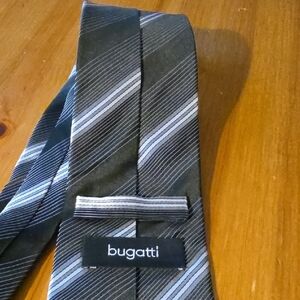 Bugatti Charcoal and Silver Striped Tie